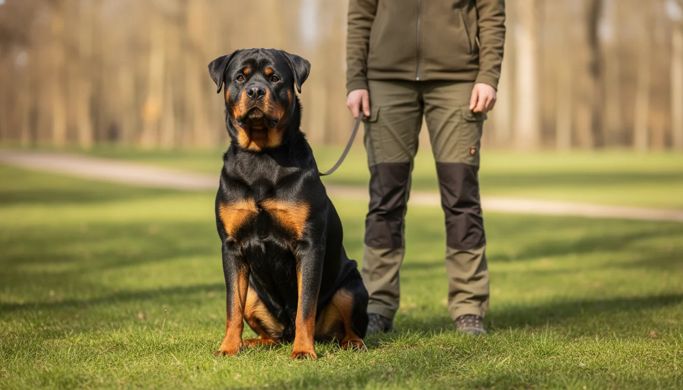 Rottweiler training — breed-specific guide with commands, schedule, and common mistakes