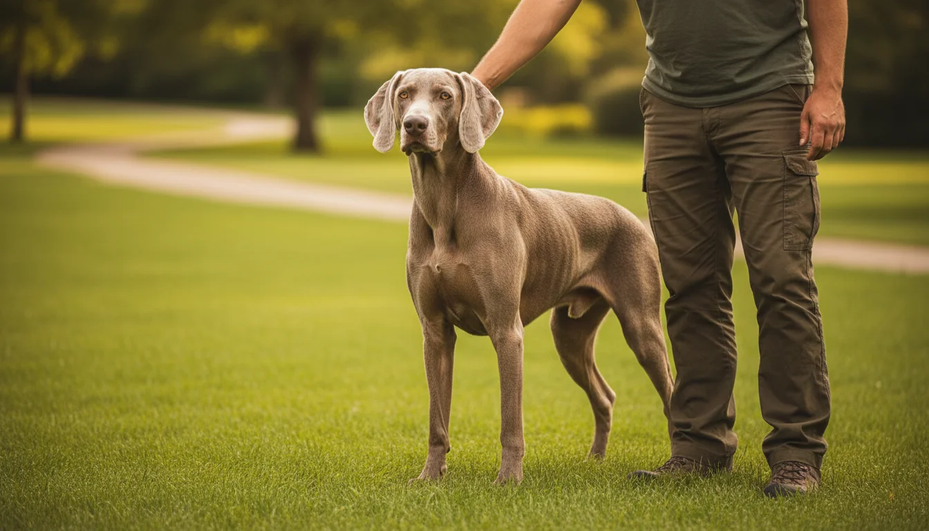 Weimaraner training — breed-specific guide with commands, schedule, and common mistakes